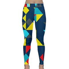 Colorful Shapes On A Blue Background                                        Yoga Leggings by LalyLauraFLM