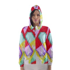 Watercolors Shapes                                         Hooded Wind Breaker (women) by LalyLauraFLM