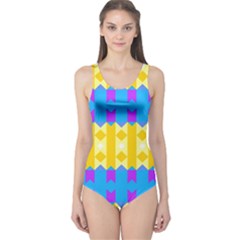 Rhombus And Other Shapes Pattern                                          Women s One Piece Swimsuit by LalyLauraFLM