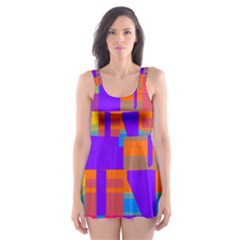 Misc Colorful Shapes                                           Skater Dress Swimsuit by LalyLauraFLM
