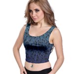 Blue Ombre Feather Pattern, Black,  Crop Top