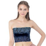 Blue Ombre Feather Pattern, Black,  Tube Top