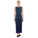 Blue Ombre Feather Pattern, Black,  Fitted Maxi Dress View2