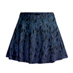 Blue Ombre Feather Pattern, Black,  Mini Flare Skirt