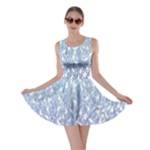 Blue Ombre Feather Pattern, White,  Skater Dress