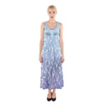 Blue Ombre Feather Pattern, White,  Sleeveless Maxi Dress