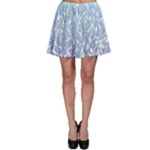 Blue Ombre Feather Pattern, White,  Skater Skirt