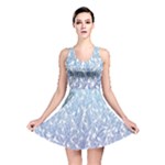 Blue Ombre Feather Pattern, White,  Reversible Skater Dress