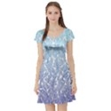 Blue Ombre Feather Pattern, White,  Short Sleeve Skater Dress View1