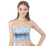 Blue Ombre Feather Pattern, White,  Tube Top