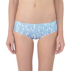 Blue Ombre Feather Pattern, White,  Classic Bikini Bottoms by Zandiepants