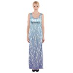 Blue Ombre Feather Pattern, White,  Maxi Thigh Split Dress