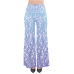 Blue Ombre Feather Pattern, White,  Pants