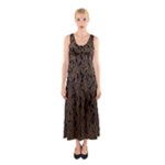 Brown Ombre Feather Pattern, Black,  Sleeveless Maxi Dress