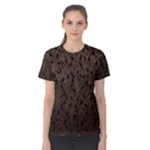 Brown Ombre Feather Pattern, Black,  Women s Cotton Tee