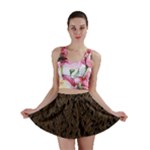 Brown Ombre Feather Pattern, Black,  Mini Skirt