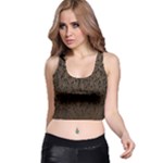 Brown Ombre Feather Pattern, Black,  Racer Back Crop Top