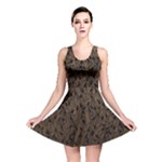 Brown Ombre Feather Pattern, Black,  Reversible Skater Dress