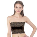 Brown Ombre Feather Pattern, Black,  Tube Top