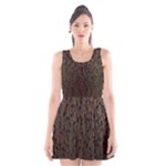 Brown Ombre Feather Pattern, Black,  Scoop Neck Skater Dress