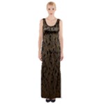 Brown Ombre Feather Pattern, Black,  Maxi Thigh Split Dress