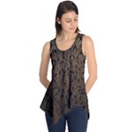 Brown Ombre Feather Pattern, Black,  Sleeveless Tunic