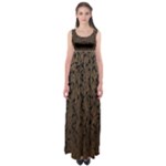 Brown Ombre Feather Pattern, Black,  Empire Waist Maxi Dress