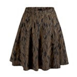 Brown Ombre Feather Pattern, Black,  High Waist Skirt