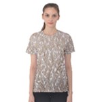 Brown Ombre Feather Pattern, White, Women s Cotton Tee