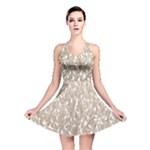 Brown Ombre Feather Pattern, White, Reversible Skater Dress