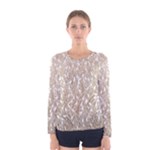 Brown Ombre Feather Pattern, White, Women s Long Sleeve Tee