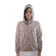 Brown Ombre Feather Pattern, White, Hooded Wind Breaker (women) by Zandiepants