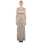 Brown Ombre Feather Pattern, White, Maxi Thigh Split Dress
