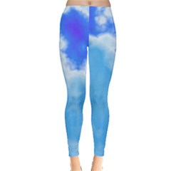 Powder Blue And Indigo Sky Pillow Leggings  by TRENDYcouture