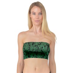 Green Ombre Feather Pattern, Black, Bandeau Top by Zandiepants