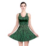 Green Ombre Feather Pattern, Black, Reversible Skater Dress