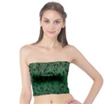 Green Ombre Feather Pattern, Black, Tube Top