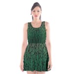 Green Ombre Feather Pattern, Black, Scoop Neck Skater Dress