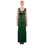 Green Ombre Feather Pattern, Black, Maxi Thigh Split Dress