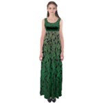 Green Ombre Feather Pattern, Black, Empire Waist Maxi Dress