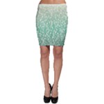 Green Ombre Feather Pattern, White, Bodycon Skirt
