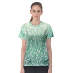 Green Ombre Feather Pattern, White, Women s Sport Mesh Tee