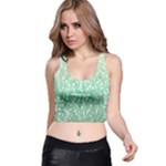 Green Ombre Feather Pattern, White, Racer Back Crop Top