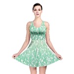 Green Ombre Feather Pattern, White, Reversible Skater Dress