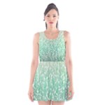 Green Ombre Feather Pattern, White, Scoop Neck Skater Dress