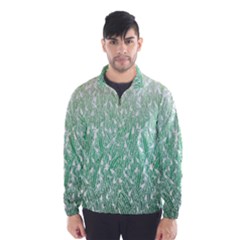 Green Ombre Feather Pattern, White, Wind Breaker (men) by Zandiepants