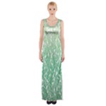 Green Ombre Feather Pattern, White, Maxi Thigh Split Dress