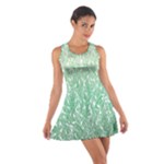 Green Ombre Feather Pattern, White, Racerback Dresses