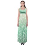 Green Ombre Feather Pattern, White, Empire Waist Maxi Dress