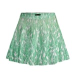 Green Ombre Feather Pattern, White, Mini Flare Skirt